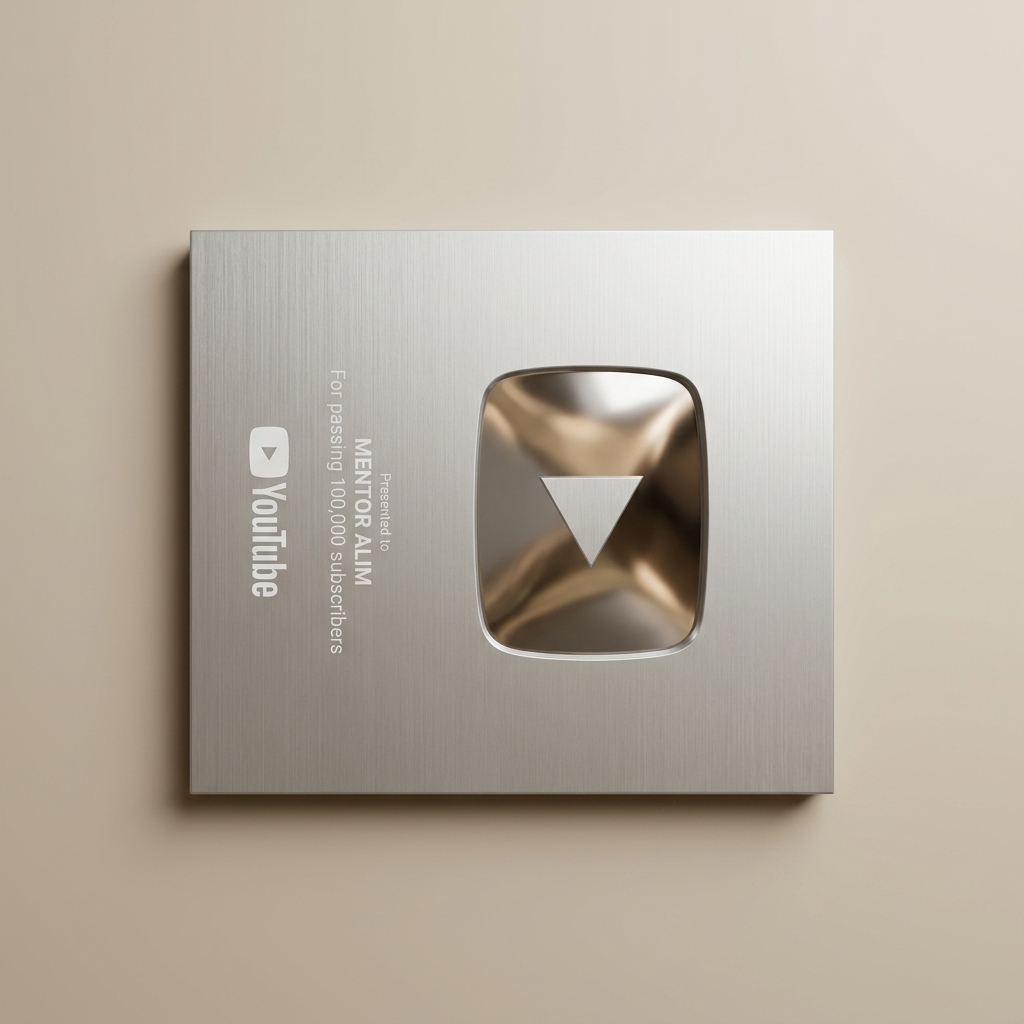 Mentor Alim 100,000 Subscribers YouTube Silver Play Button